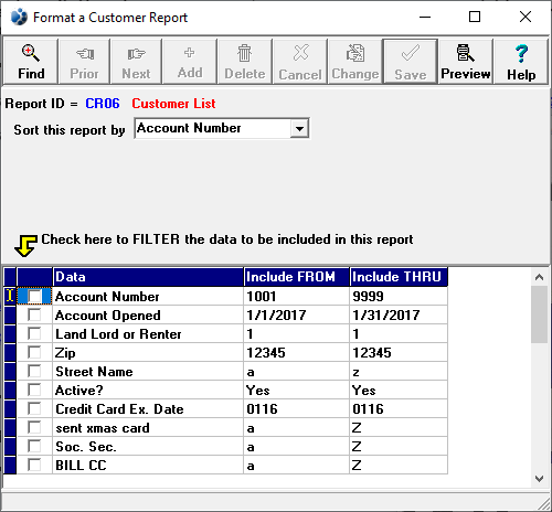 format customer report