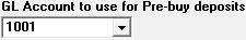 GL Account to use for Pre-buy Deposits