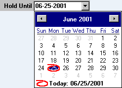 Hold Until dropdown